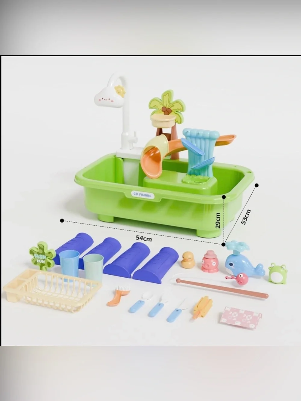 Water Table for Toddlers 1-3 with Pump, Spring-Green 22Pcs Toy Accessories, 4L B